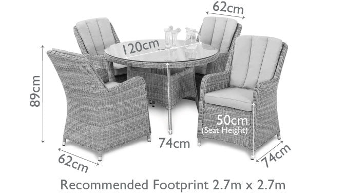 Maze Oxford 4 Seat Round Dining Set With Venice Chairs