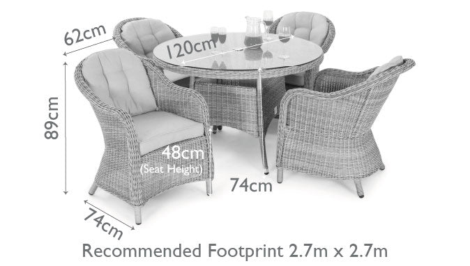 Maze Oxford 4 Seat Round Dining Set With Heritage Chairs