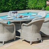 Maze Oxford 6 Seat Oval Fire Pit Dining Set With Heritage Chairs