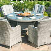 Maze Oxford 6 Seat Round Dining Set With Ice Bucket And Venice Chairs With Lazy Susan