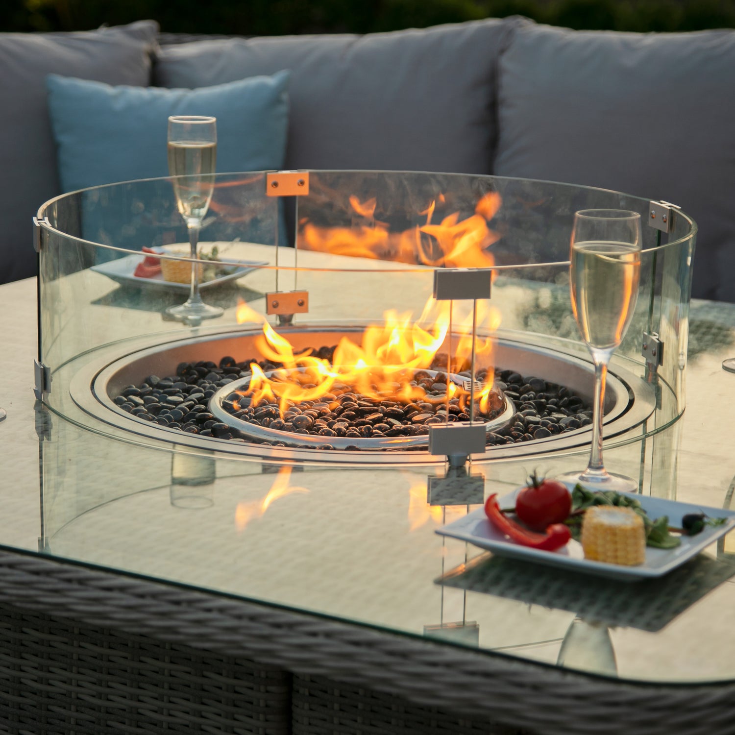 Maze rattan oxford royal corner hotsell dining set with fire pit