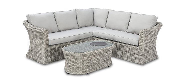 Maze Oxford Small Corner Sofa Set With Fire Pit Coffee Table