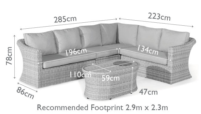Maze Rattan Oxford Large Corner Sofa With Fire Pit