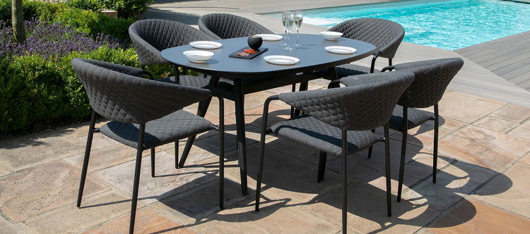 Maze Pebble 6 Seat Oval Dining Set