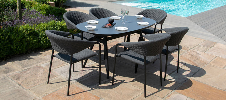 Maze Pebble 6 Seat Oval Dining Set