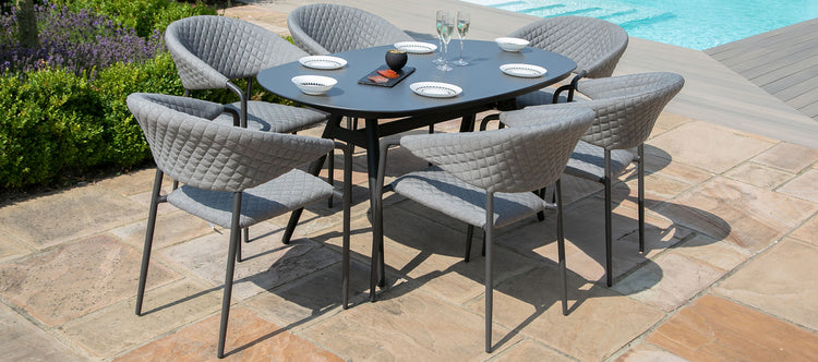 Maze Pebble 6 Seat Oval Dining Set