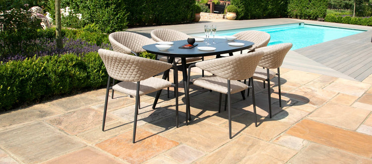 Maze Pebble 6 Seat Oval Dining Set