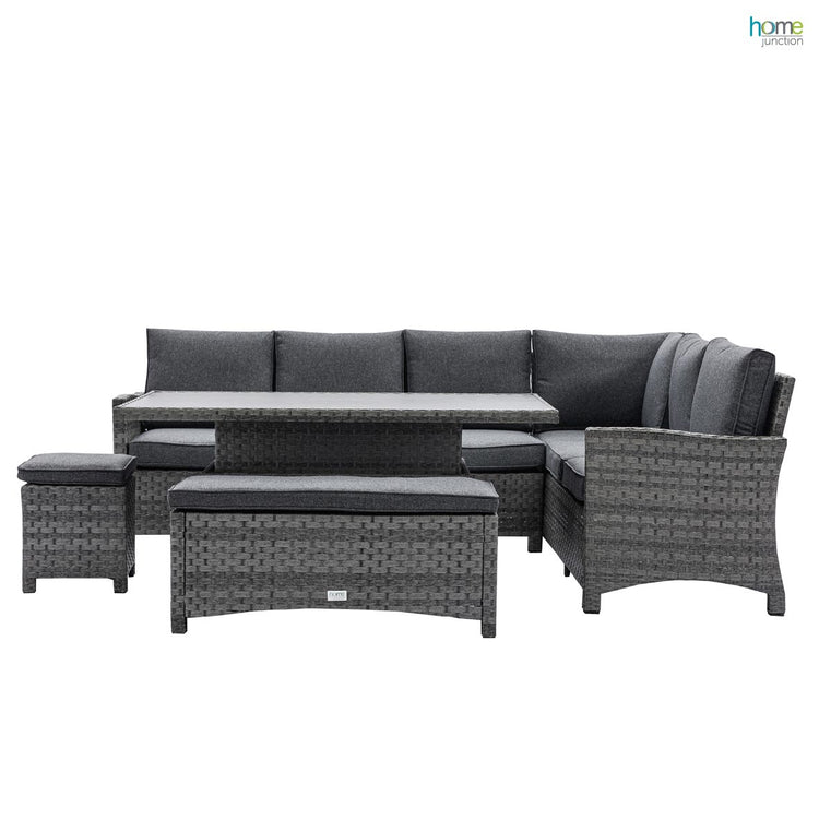 Home Junction Poppy Corner Sofa with Rising Table, Bench and Stool