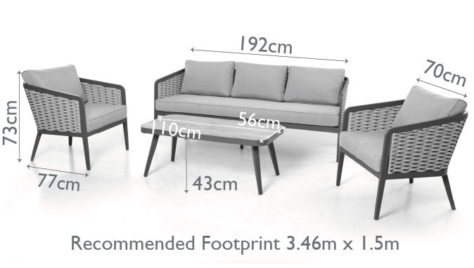 Maze Rattan Portofino 3 Seat Sofa Set Dimensions-Better Bed Company 