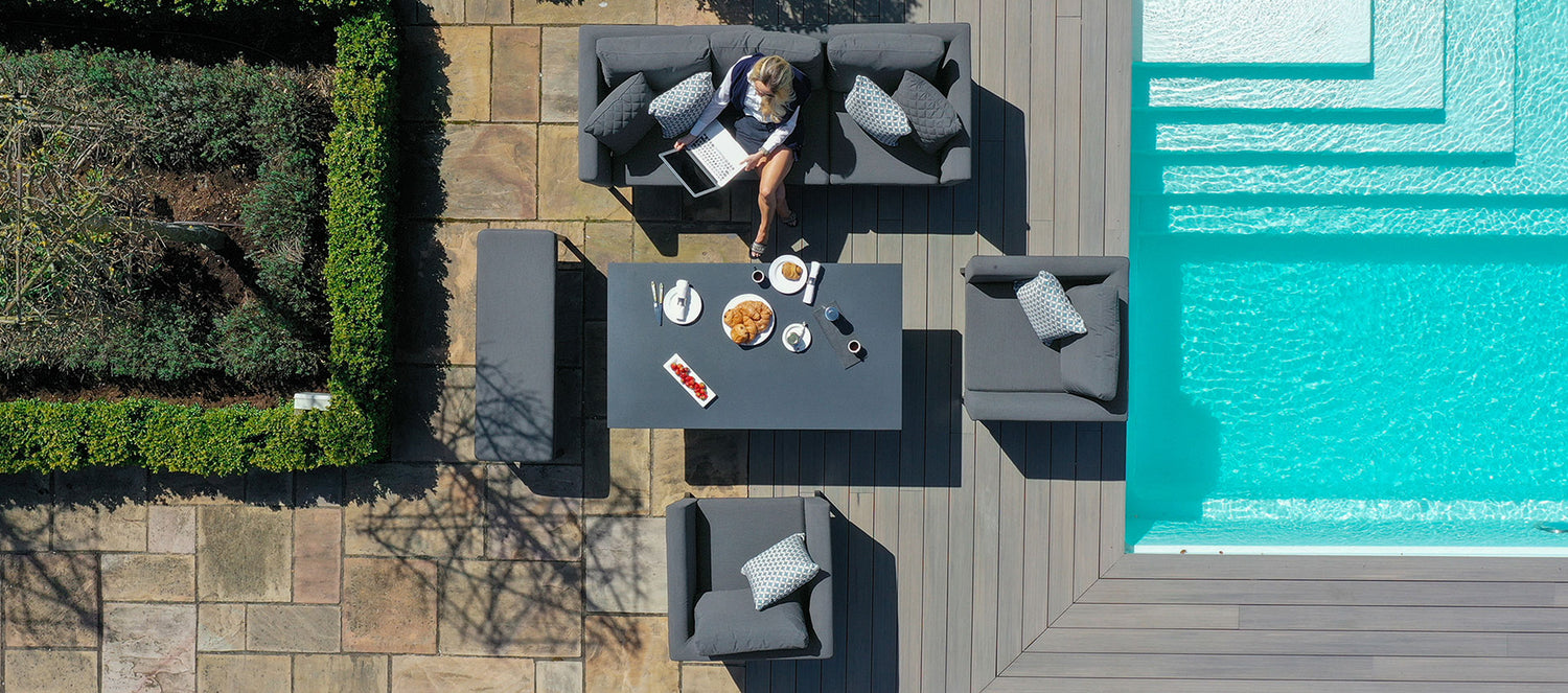Maze Rattan Pulse 3 Seater Sofa Set with Rising Table Flanelle Birds Eye-Better Bed Company 