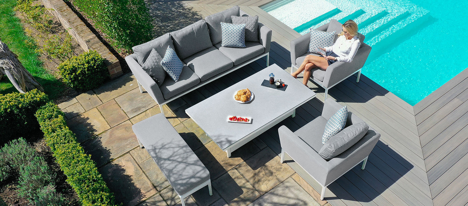 Maze Rattan Pulse 3 Seater Sofa Set with Rising Table Lead Chine Birds Eye-Better Bed Company 