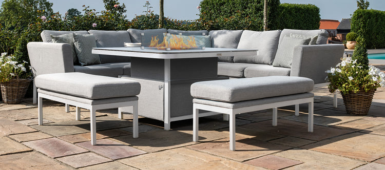 Maze Pulse Deluxe Square Corner Dining Set With Fire Pit
