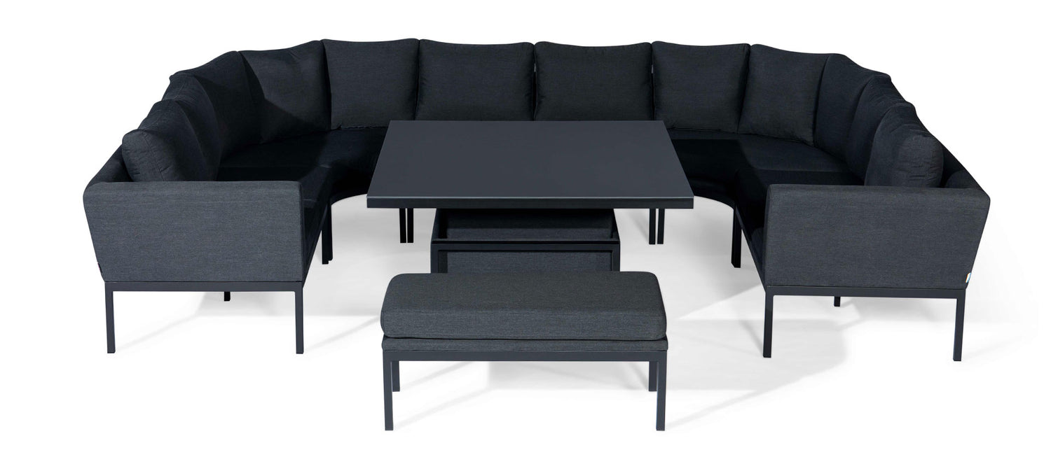 Maze Rattan Pulse U Shape Corner Dining Set with Rising Table Charcoal-Better Bed Company 