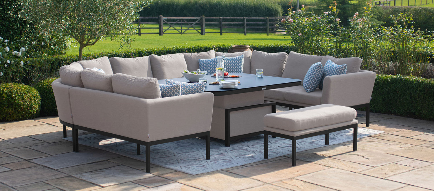 Maze Pulse U Shape Corner Dining Set with Rising Table Taupe-Better Bed Company