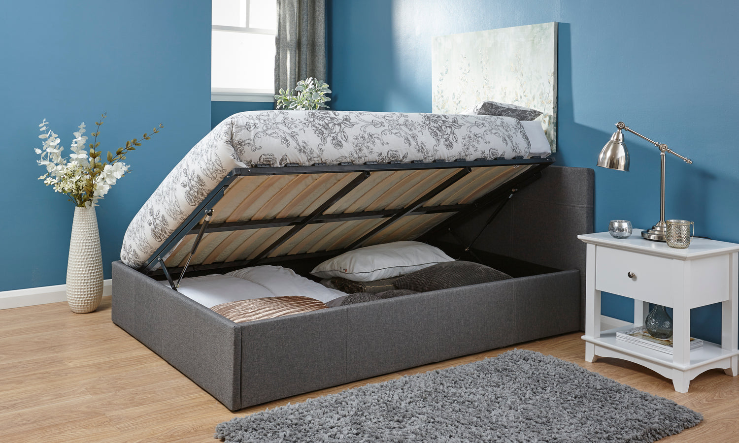 Watson Side Lift Ottoman Bed Open View-Better Bed Company 