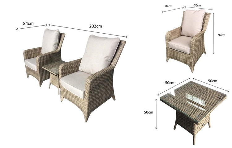 Signature Weave Sarah High Back 3 Piece Lounge Set With Table