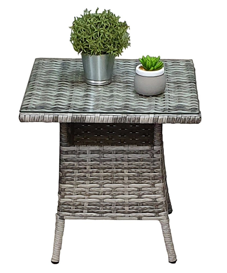 Signature Weave Sarah High Back 3 Piece Lounge Set With Table Grey Table-Better Bed Company 