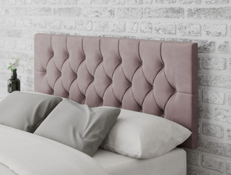 Blush velvet headboard deals