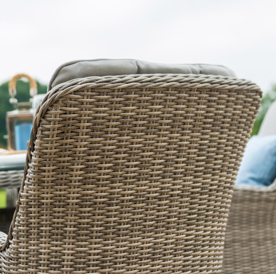 Maze Rattan Oxford 8 Seat Round Fire Pit Dining Set with Venice chairs and Lazy Susan
