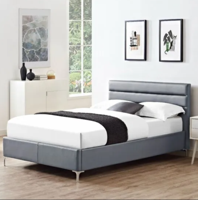 Heartlands Furniture Arco Faux Leather Grey Bed Frame
