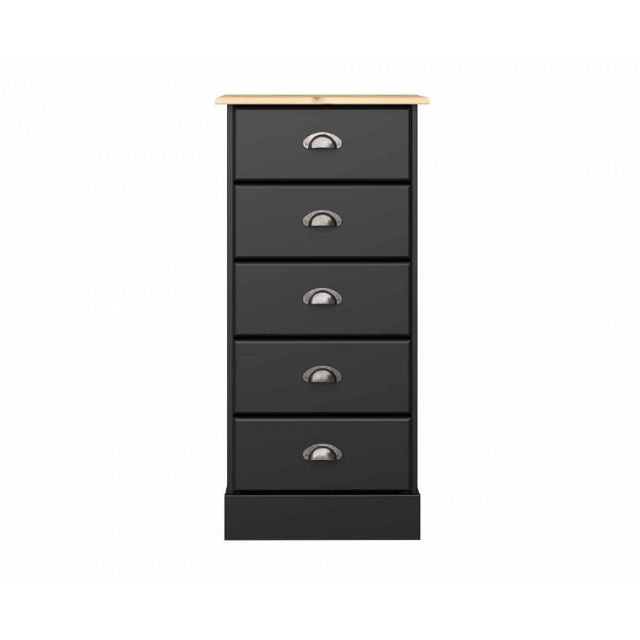Steens Nola Black And Pine 5 Drawer Chest Of Draws