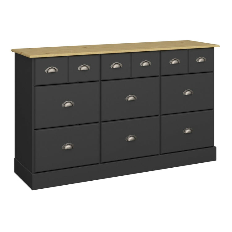 Steens Nola Black And Pine 6 + 3 Drawer Chest