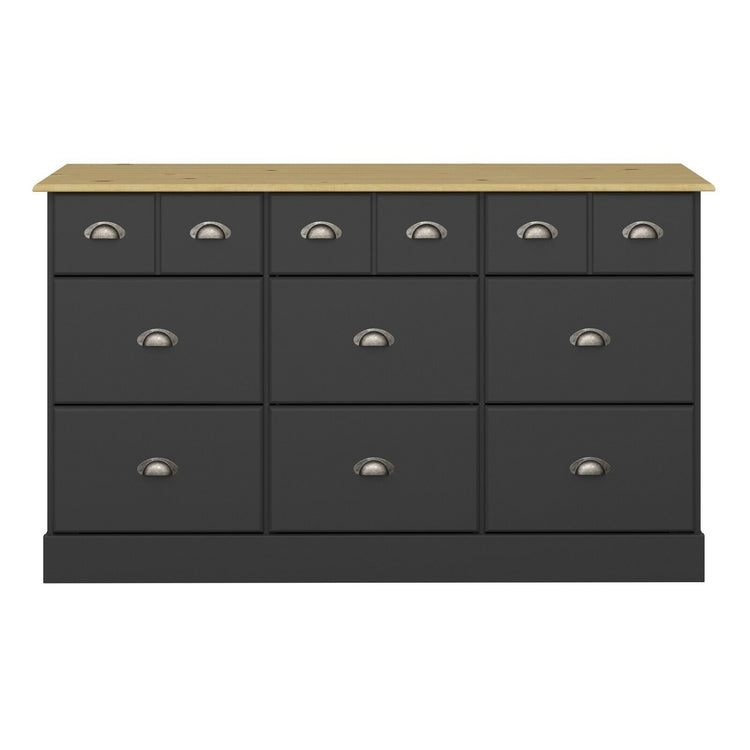 Steens Nola Black And Pine 6 + 3 Drawer Chest