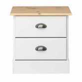 Steens Nola White And Pine 2 Drawer Bed Side Table