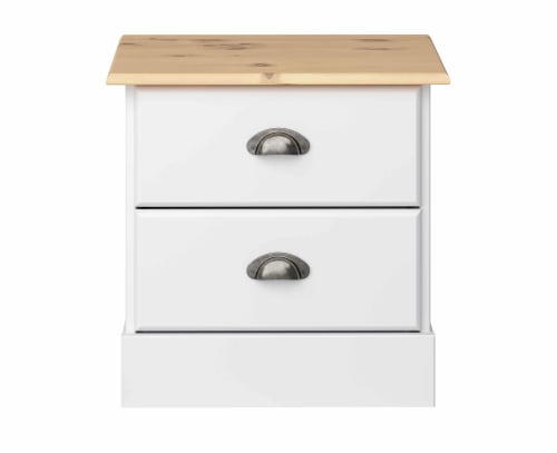 Steens Nola White And Pine 2 Drawer Bed Side Table