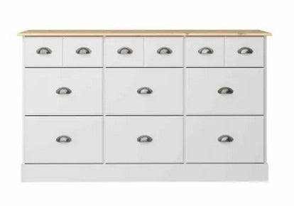 Steens Nola White And Pine 6 + 3 Drawer Chest Of Draws