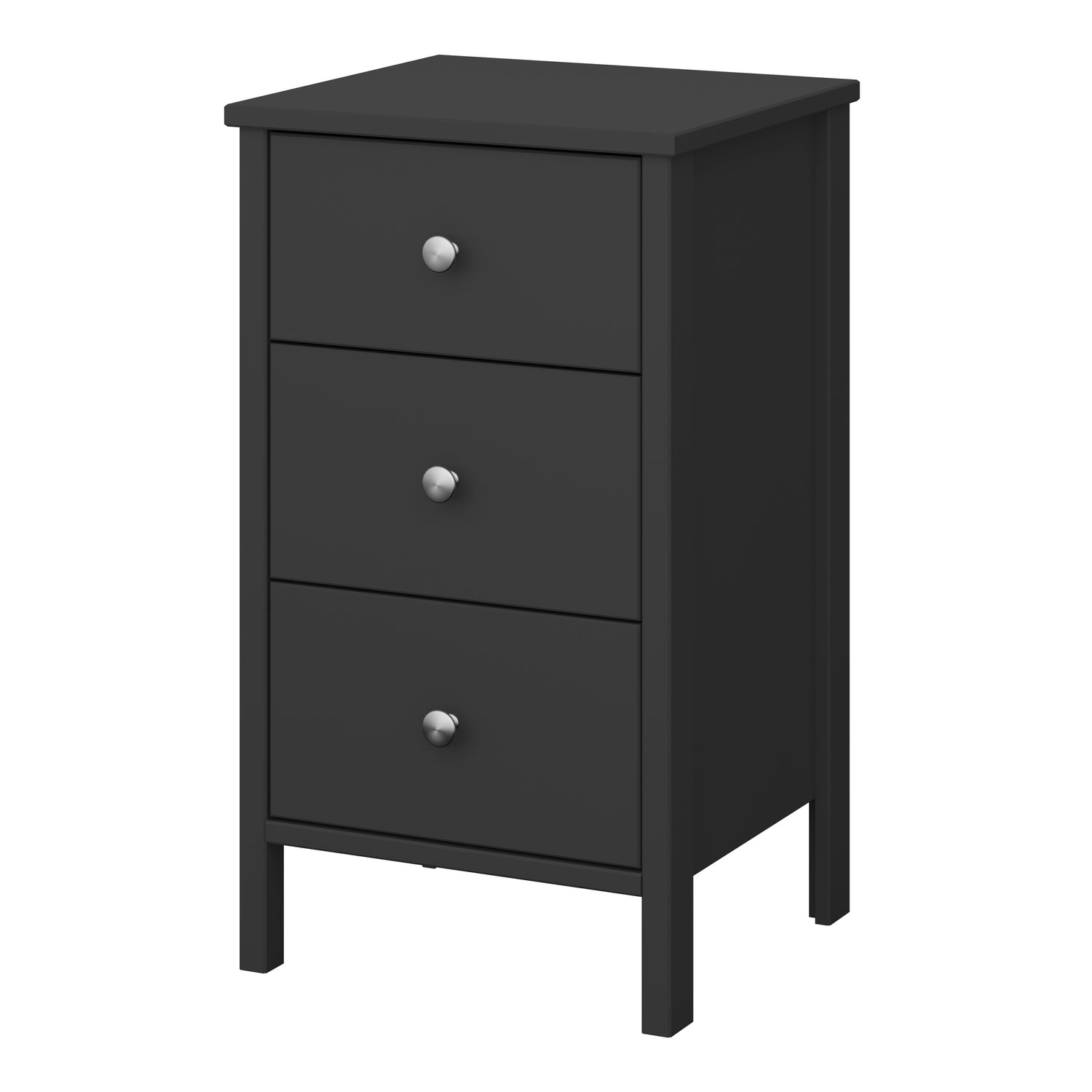 Steens Tromso Black 3 Draw Bed Side Table