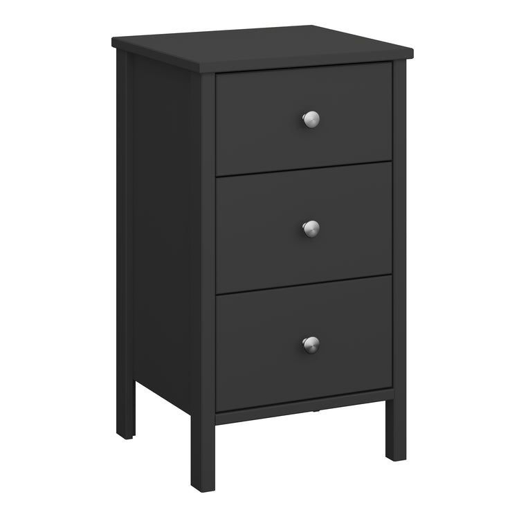 Steens Tromso Black 3 Draw Bed Side Table