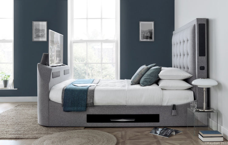 Kaydian Titan Marbella Grey Media Bed TV Up - Better Bed Company