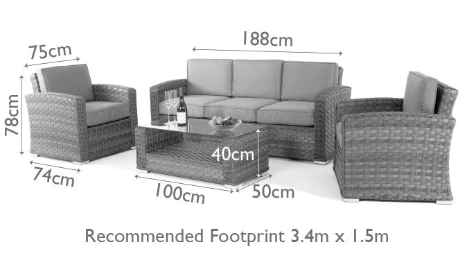 Maze Victoria 3 Seat Rattan Sofa Set