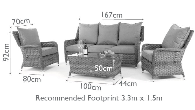 Maze Rattan Victoria High Back 3 Seat Sofa Set