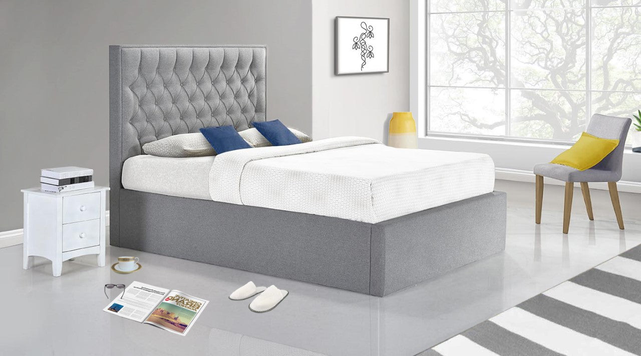 Bedmaster Wilson Ottoman Bed Grey From Side-Better Bed Company 