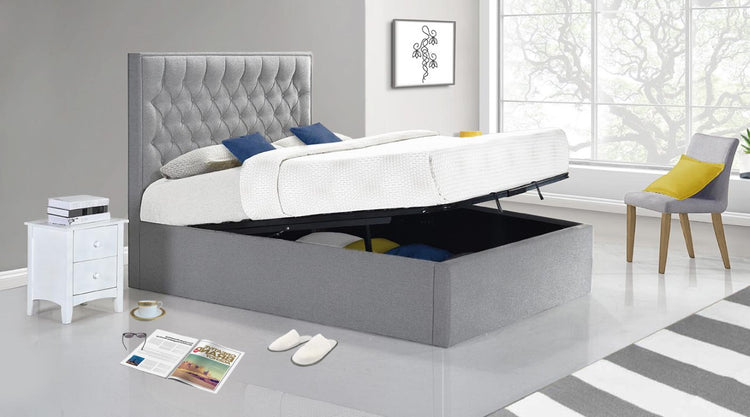 Bedmaster Wilson Ottoman Bed Grey Open-Better Bed Company 