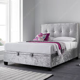 Kaydian Walkworth Crushed Velvet Silver Ottoman Bed Frame