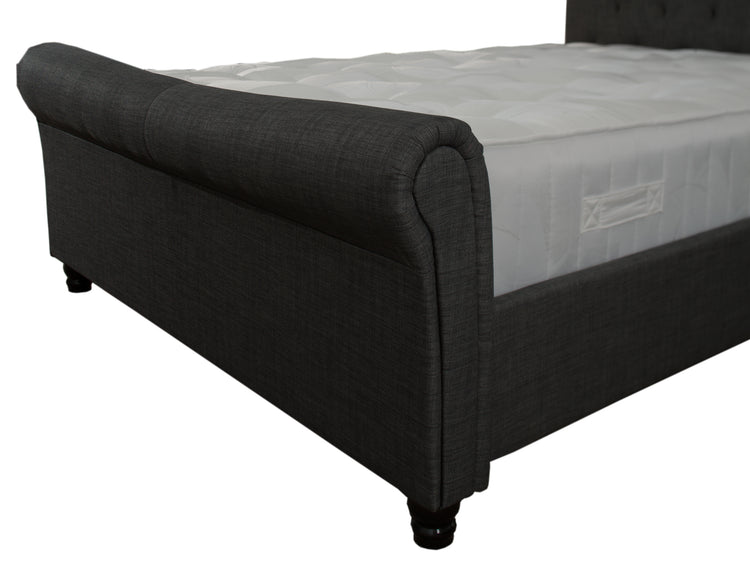 Artisan Bed Company Grey Scroll Top Fabric Bed
