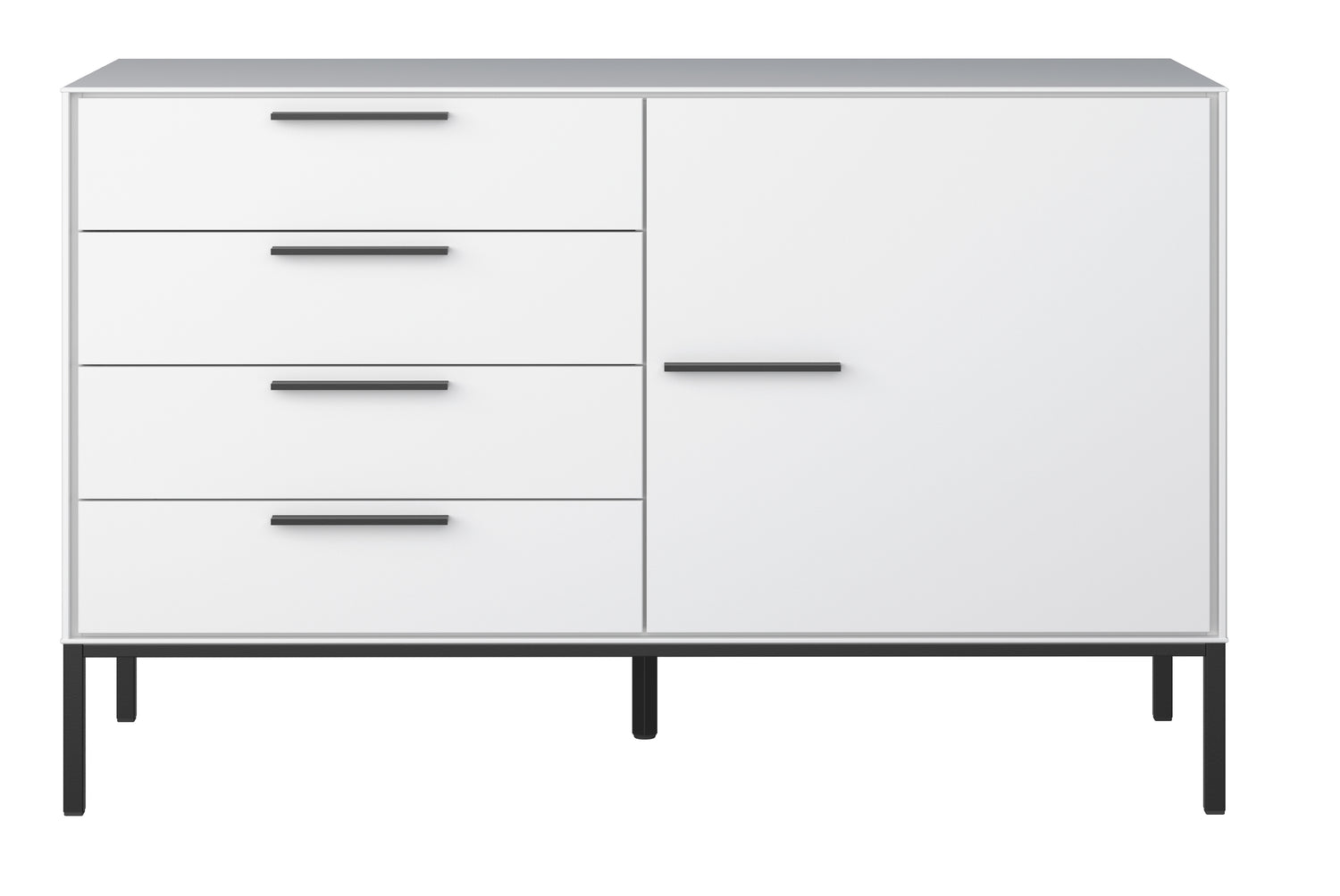 Steens Slim Line White 4 Drawer 1 Door Cupboard