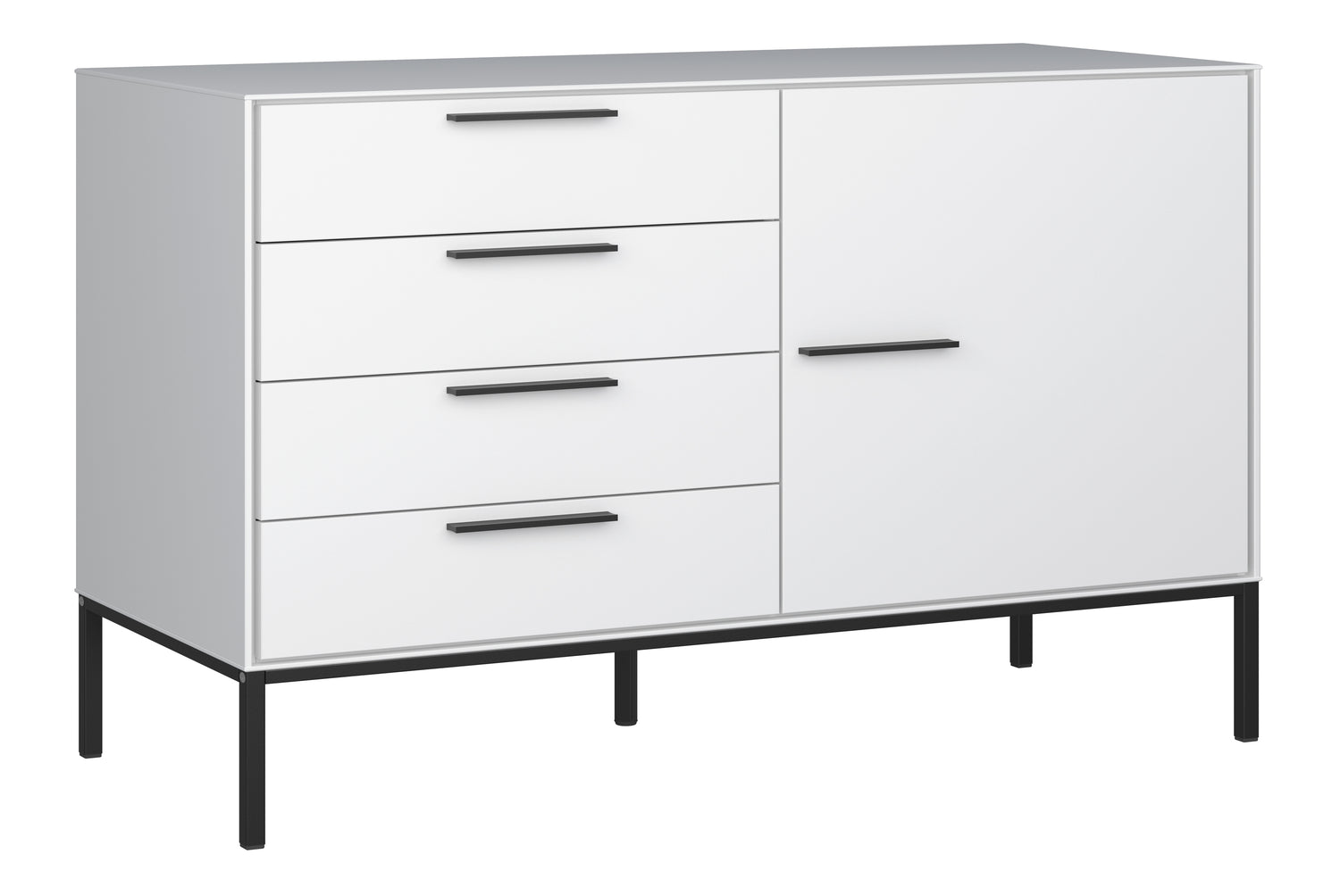 Steens Slim Line White 4 Drawer 1 Door Cupboard
