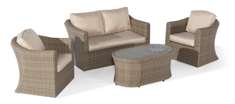 Maze Winchester 2 Seat Sofa Set With Fire Pit Coffee Table