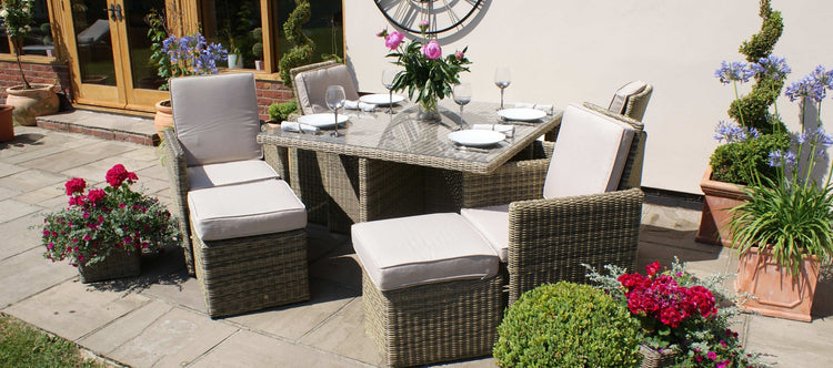 Maze Winchester 5 Piece Cube with Footstools Rattan Set