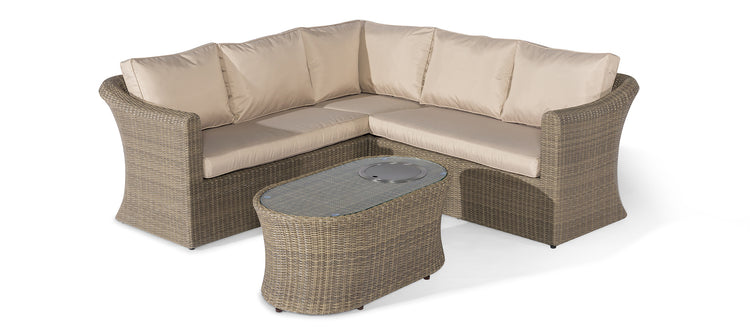 Maze Winchester Small Corner Sofa Set With Fire Pit Coffee Table