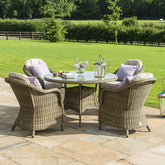 Maze Rattan Winchester 4 Seat Round Dining Set With Heritage Chairs