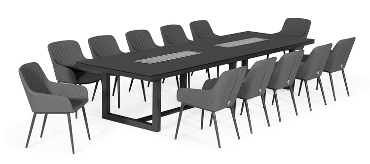 Maze Zest 12 Seat Rectangular Dining Set with Fire Pit Table Shut Down-Better Bed Company