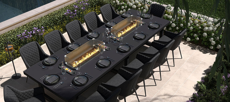 Maze Zest 12 Seat Rectangular Dining Set with Fire Pit Table With Fire On-Better Bed Company