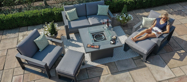 Maze Rattan Amalfi 2 Seat Sofa Set With Square Fire Pit Table