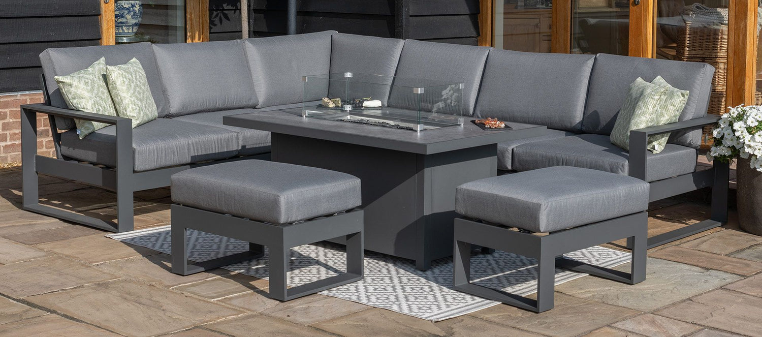 Maze Rattan Amalfi Large Corner Group With Fire Pit Table