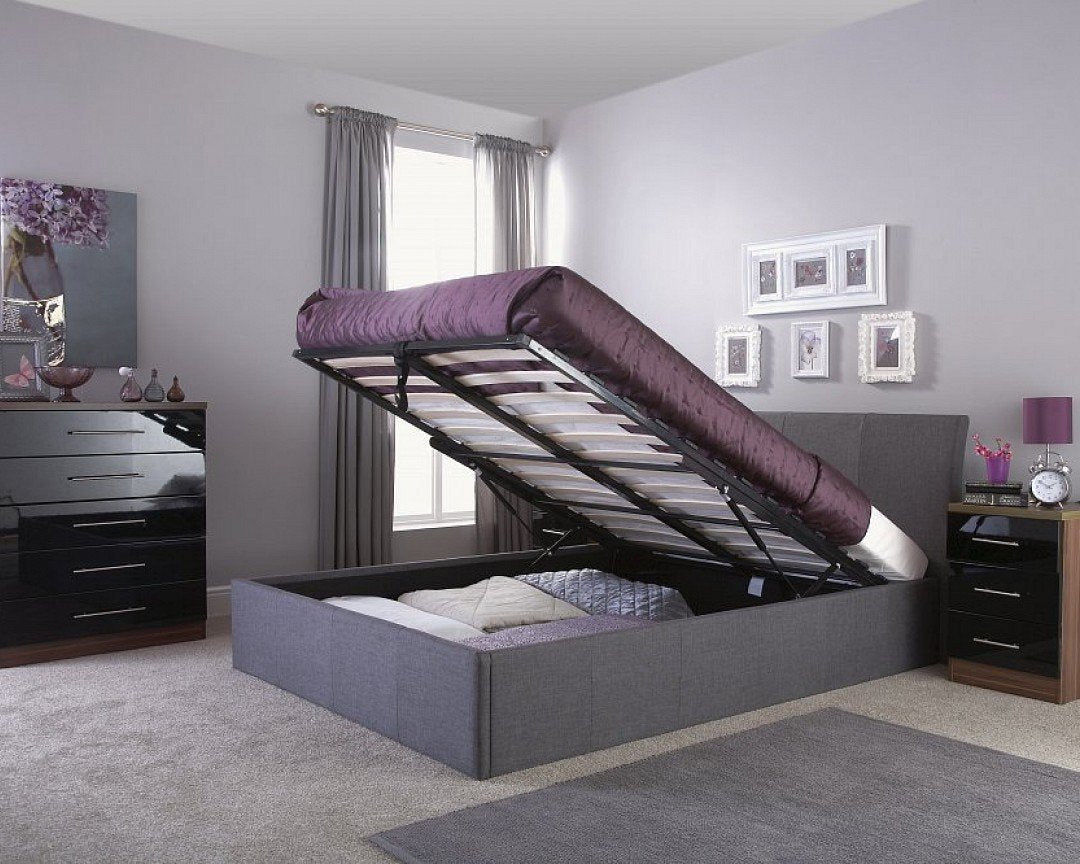 Bolton Grey Ottoman Bed Open-Better Bed Company 